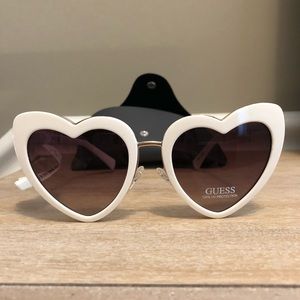 Guess white heart sunglasses